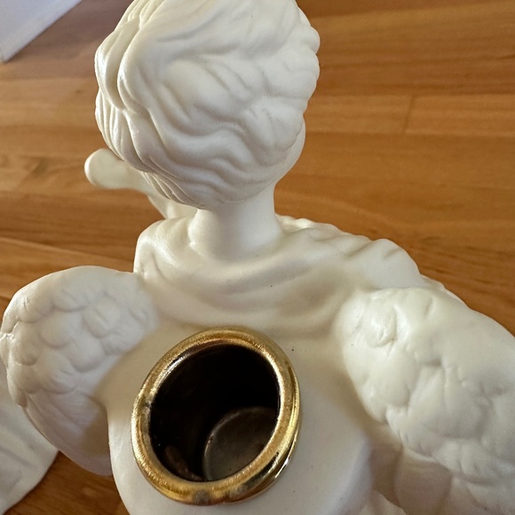 Lillian Vernon Angel Playing Mandolin Lute Candle Holders 10" Pair White #1816 - Picture 6 of 16